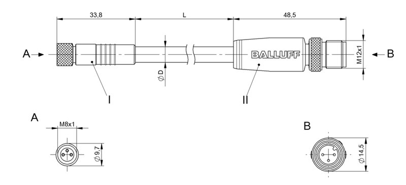 Соединительный кабель Balluff BCC W313-W413-3E-300-SW0434-003