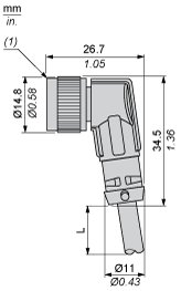 Разъем с кабелем Telemecanique XZCPV1965L10
