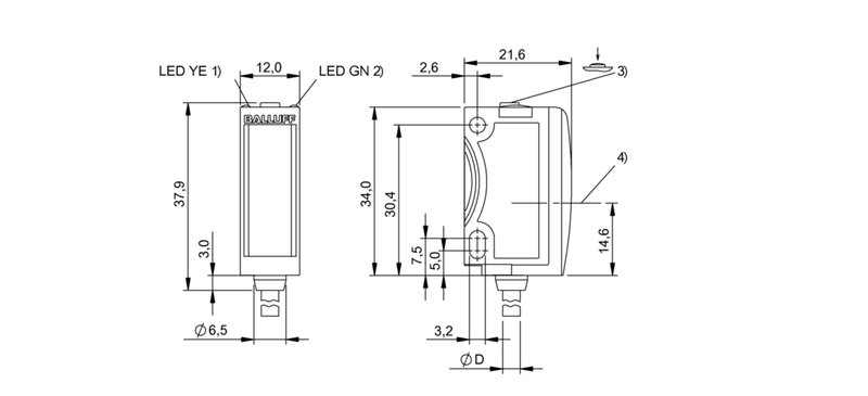 Оптический датчик Balluff BOS 6K-PU-LK10-02