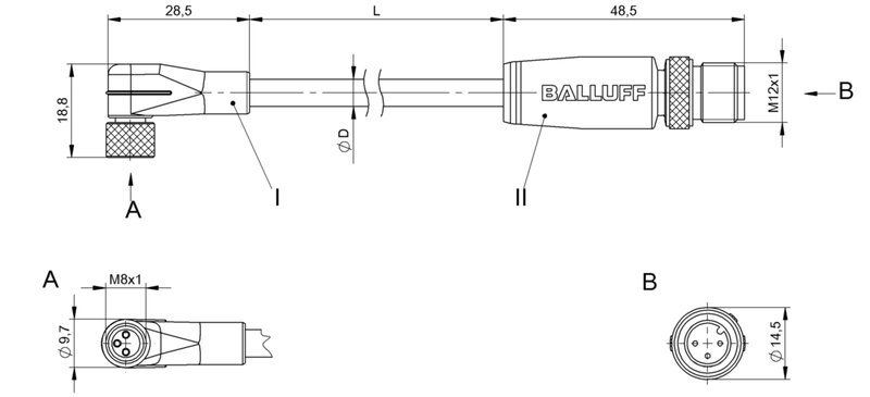 Соединительный кабель Balluff BCC W323-W413-3E-602-BW8334-003