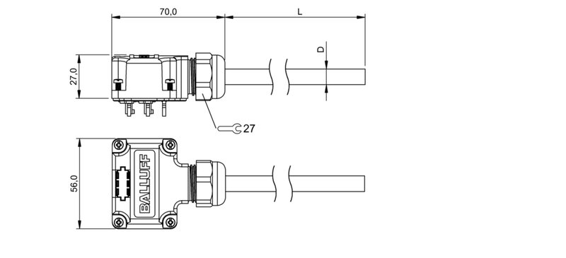 Распределительная коробка Balluff BPI T00G-K-00-KPXD0-050
