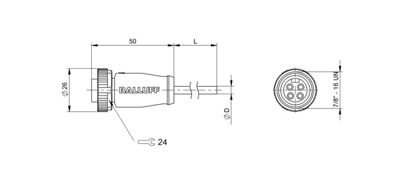 Разъем с кабелем Balluff BCC A314-0000-10-003-PX04A5-130