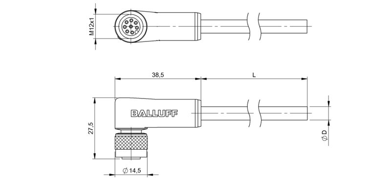 Разъем с кабелем Balluff BCC M428-0000-1A-046-PS8825-020-C019