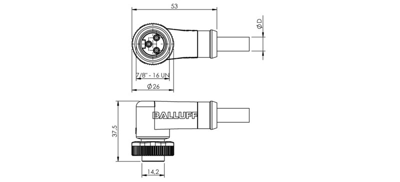 Разъем с кабелем Balluff BCC A323-0000-10-071-VX43W6-100