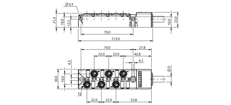 Распределительная коробка Balluff BPI 6M3030-5K-B0-KPX80-030
