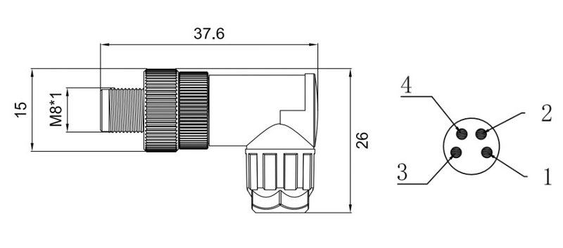 Разъем LANBAO QE8-W4G