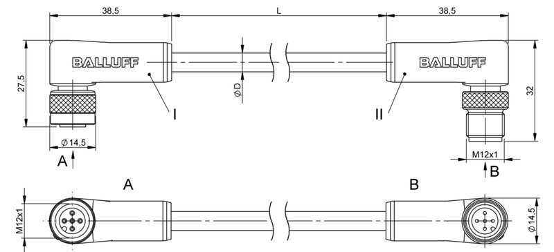 Соединительный кабель Balluff BCC M425-M425-3A-330-VS85N6-010