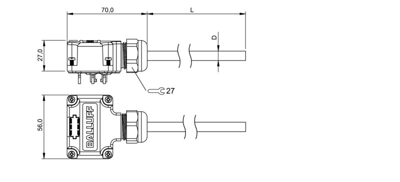 Распределительная коробка Balluff BPI T00E-K-00-KPXB0-150