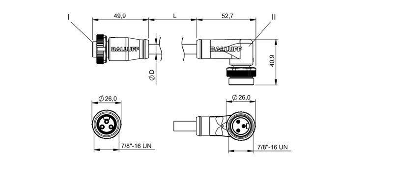Соединительный кабель Balluff BCC A313-A323-30-345-VX43W6-150