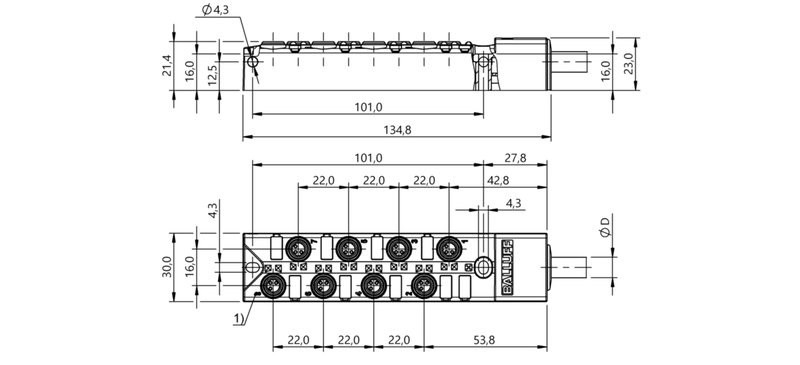 Распределительная коробка Balluff BPI 8M3030-5K-B0-KPXA0-030