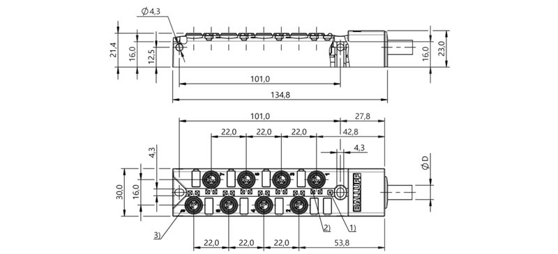 Распределительная коробка Balluff BPI 8M303P-5K-B0-KPXA0-150