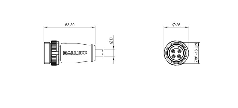 Разъем с кабелем Balluff BCC A314-0000-20-003-EX44W6-050