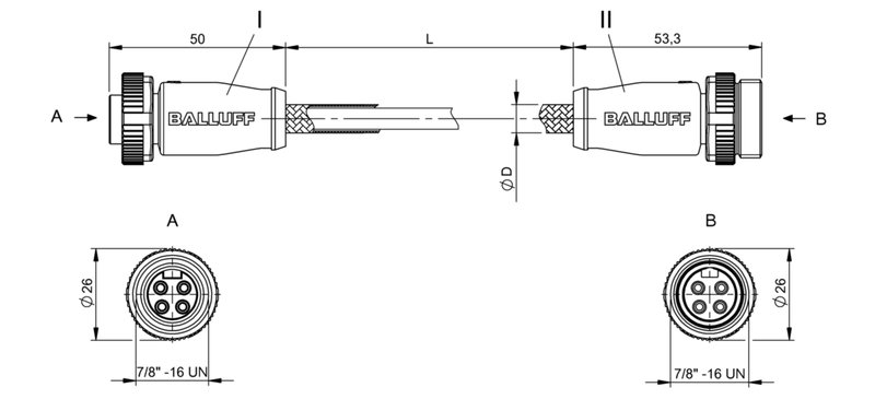 Соединительный кабель Balluff BCC B314-B314-30-304-MW8434-020