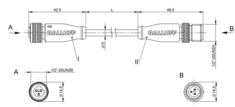 Соединительный кабель Balluff BCC A213-A213-3C-375-EX43T2-040