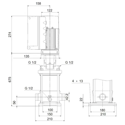 Многоступенчатый вертикальный насос Grundfos CRNE 1-25 N-P-A-E-HQQE 98389575