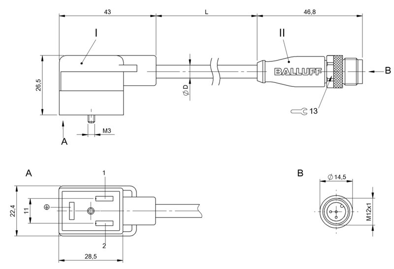 Соединительный кабель Balluff BCC VB63-M413-3E-666-VX8350-030