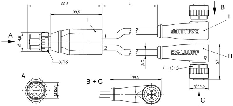 Y-образный распределитель Balluff BCC M414-M425-M425-U2028-030