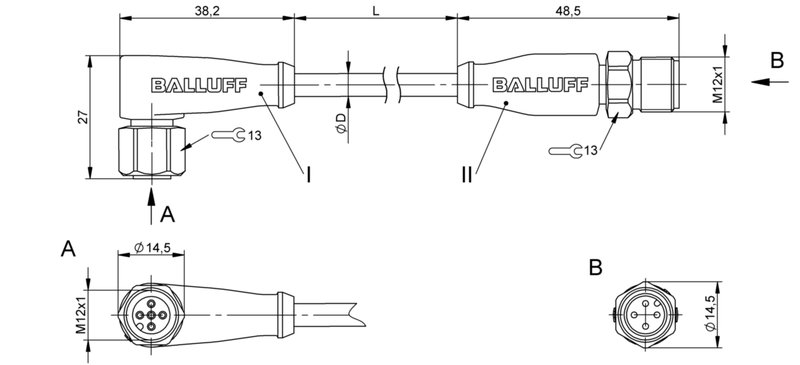 Соединительный кабель Balluff BCC S425-S414-3A-606-PX0434-010