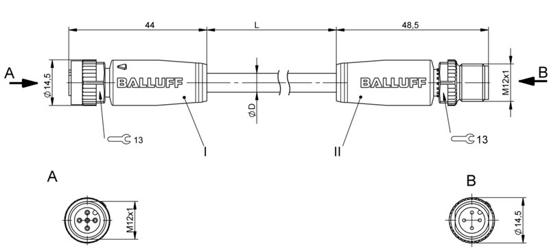 Соединительный кабель Balluff BCC M415-M414-3A-337-VS24N7-020
