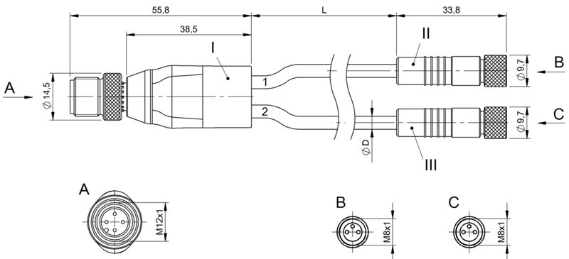 Y-образный распределитель Balluff BCC W414-W313-W313-U2049-010
