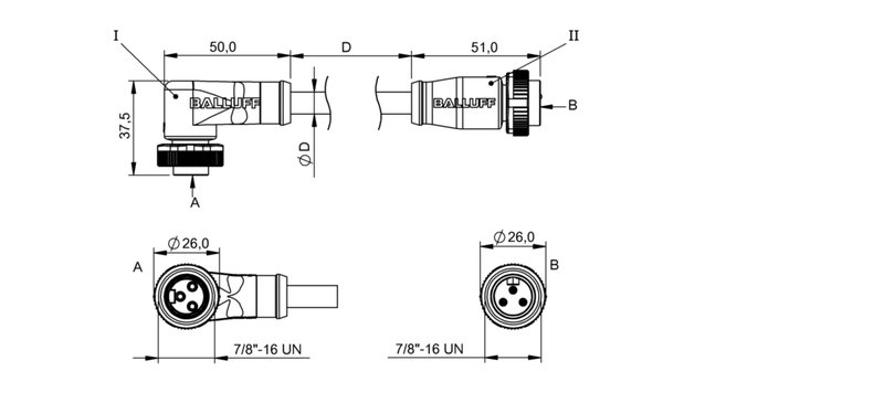 Соединительный кабель Balluff BCC A323-A313-70-345-VX43W6-006