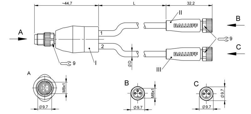 Y-образный распределитель Balluff BCC M314-M313-M313-U2024-003