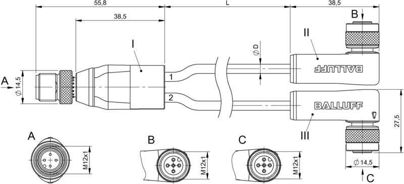 Y-образный распределитель Balluff BCC W414-W425-W425-U2044-003