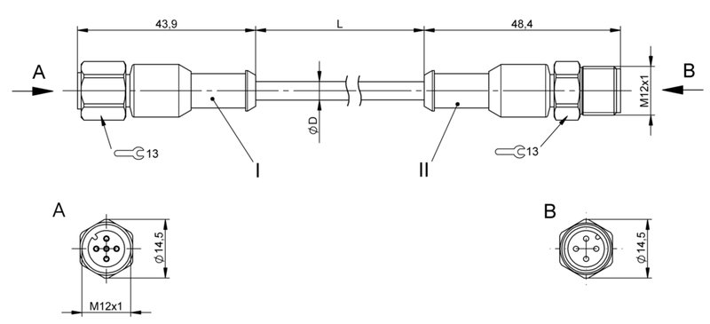 Соединительный кабель Balluff BCC S4B5-S4B4-3A-304-YX8434-100-C009