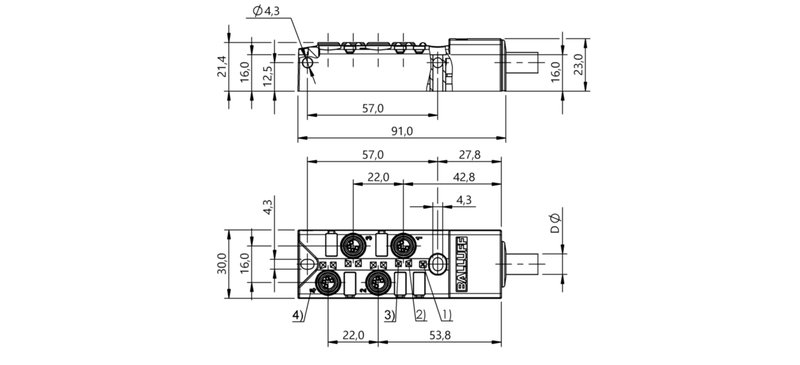 Распределительная коробка Balluff BPI 4M304P-5K-B0-KPXA0-050