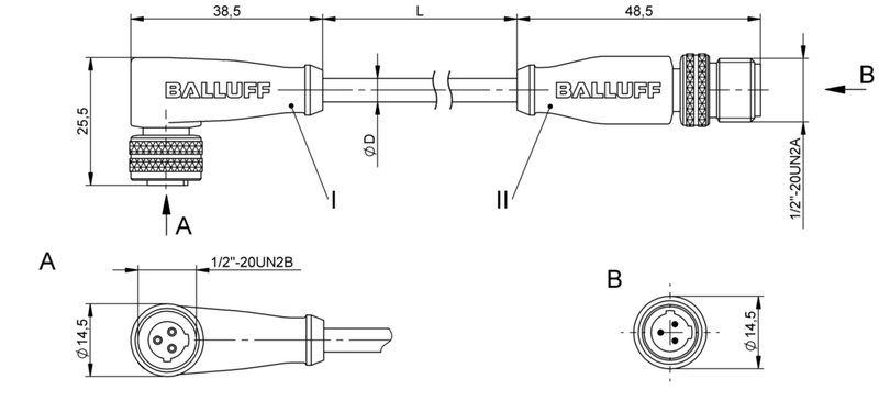 Соединительный кабель Balluff BCC A223-A213-3C-375-EX43T2-050