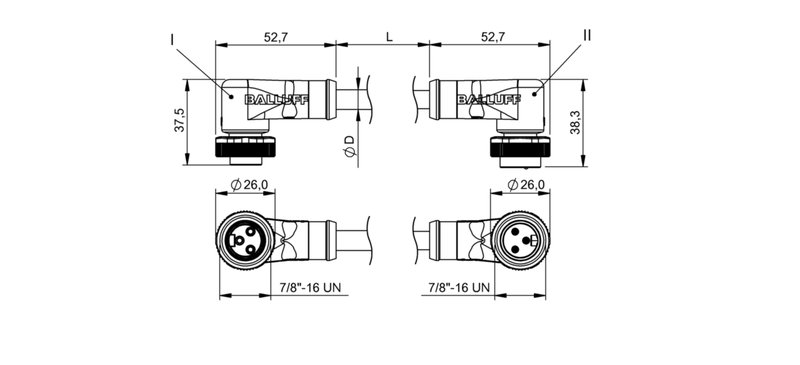 Соединительный кабель Balluff BCC A323-A323-70-345-VX43W6-006