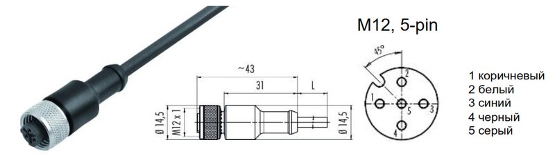 Разъем с кабелем NEFTIM NEAM12FM5001A-1