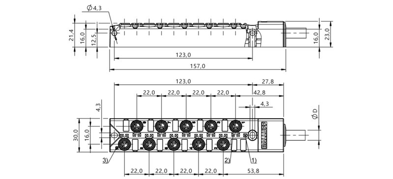 Распределительная коробка Balluff BPI AM303N-5K-B0-KPXC0-030
