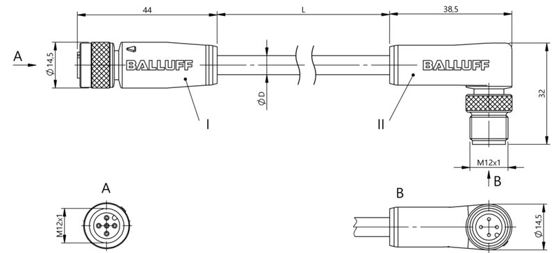 Соединительный кабель Balluff BCC M415-M424-3A-305-PS0434-020
