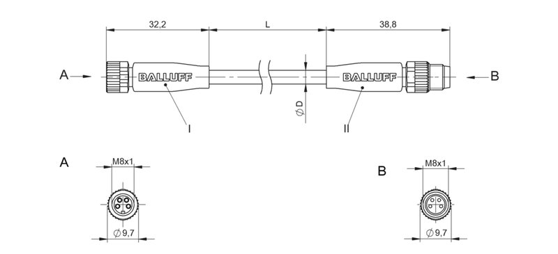 Соединительный кабель Balluff BCC M314-M314-30-304-EX44T2-006