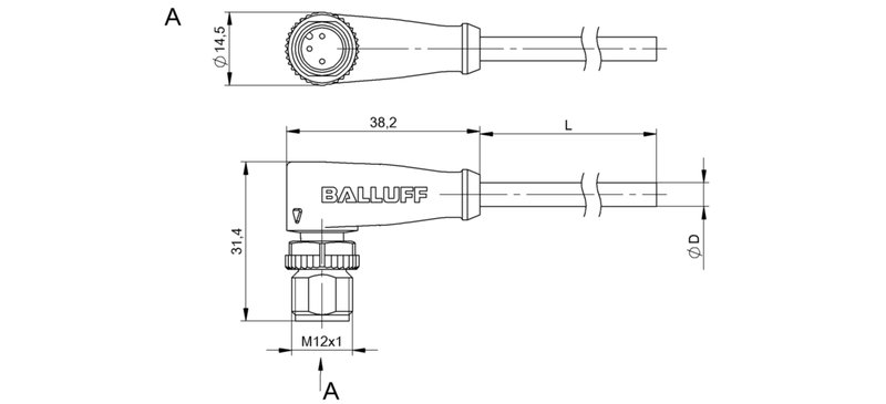 Разъем с кабелем Balluff BCC M423-0000-2A-002-PX0334-100