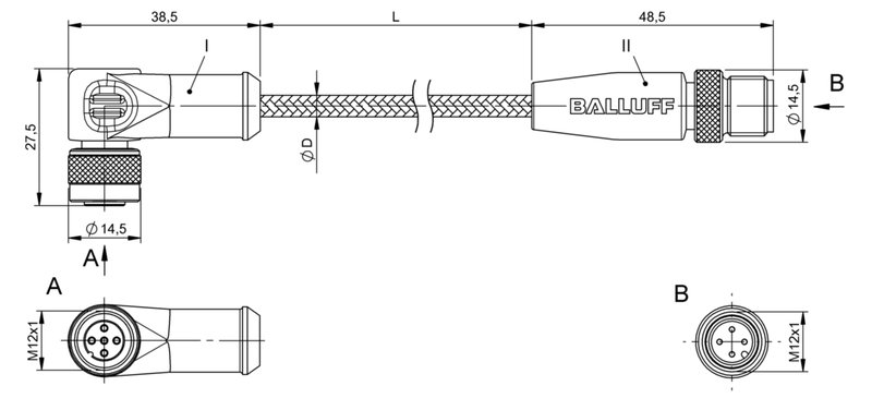 Соединительный кабель Balluff BCC W425-W414-3A-304-MW8434-050