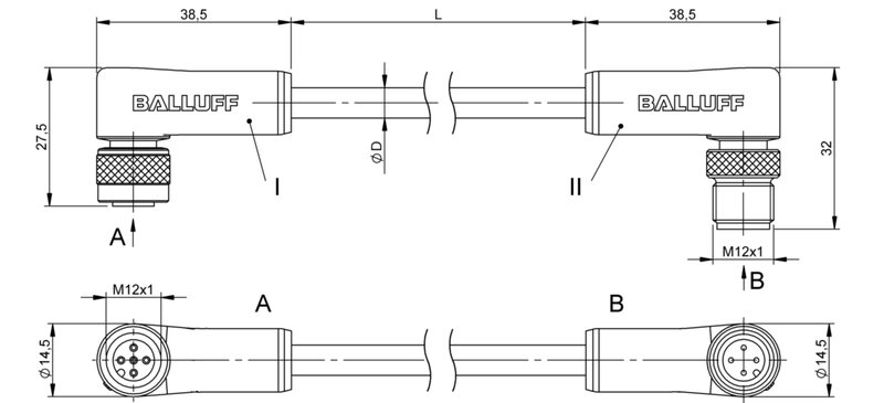 Соединительный кабель Balluff BCC M425-M424-3A-305-PS0434-006