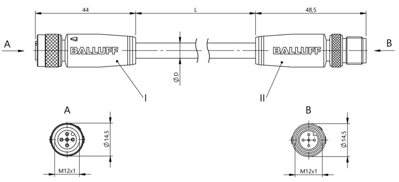 Соединительный кабель Balluff BCC M415-M415-3A-330-VS85N6-006