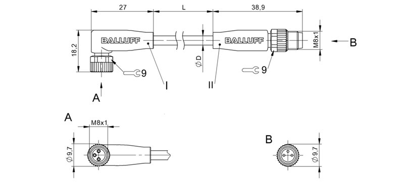 Соединительный кабель Balluff BCC M323-M313-30-300-EX43T2-006