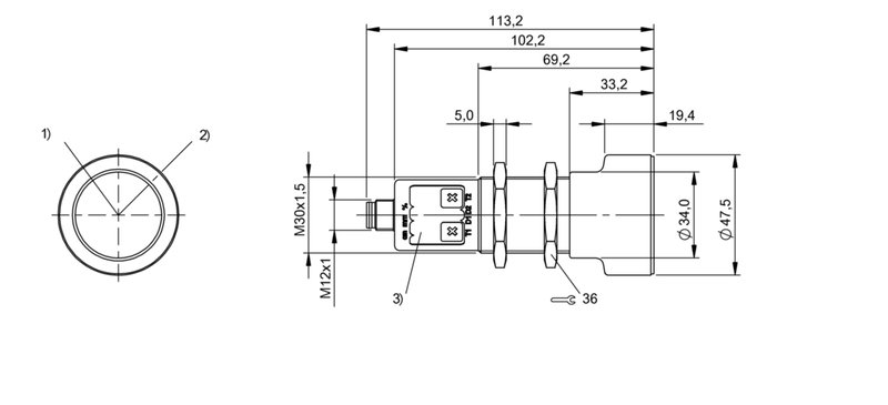 Ультразвуковой датчик Balluff BUS M30E1-PWX-35/340-S92K