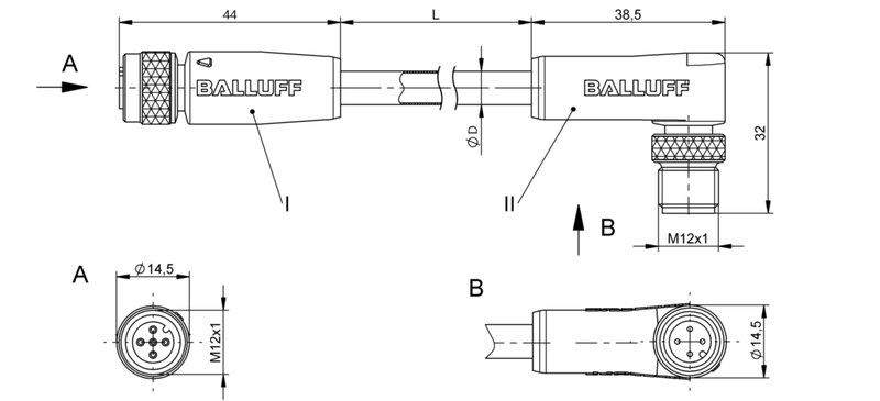 Соединительный кабель Balluff BCC W415-W424-3A-304-NW44T2-010
