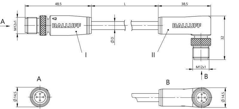 Соединительный кабель Balluff BCC M414-M424-6D-331-PS54N2-020