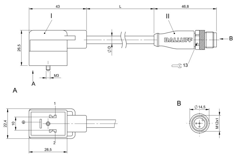 Соединительный кабель Balluff BCC VB23-M413-3E-666-PX0350-010