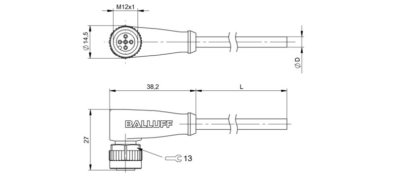 Разъем с кабелем Balluff BCC M425-0000-1A-145-PX0334-020