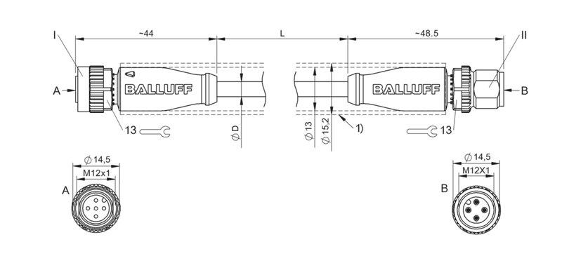 Соединительный кабель Balluff BCC M415-M414-3A-304-EX44T2-030-C008