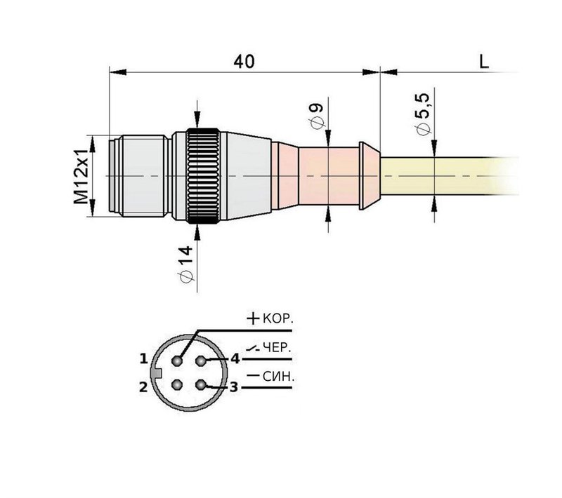 Разъем с кабелем Мега-К PS9-121-C18 (С18 L2,0 1)