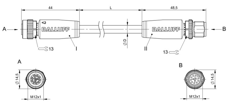 Соединительный кабель Balluff BCC M41C-M41C-3A-325-PX0C25-250