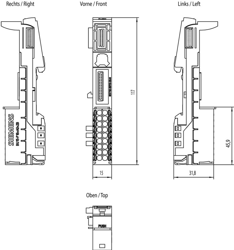 Базовый Блок BU15-P16+A0+2B Siemens 6ES7193-6BP00-2BA0