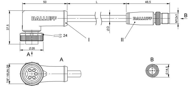Соединительный кабель Balluff BCC A325-M415-3E-330-VS85N6-060